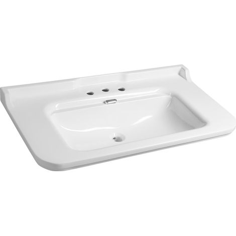 WALDORF Lavabo en céramique 100x55cm, 3 trous, blanc (1/5)