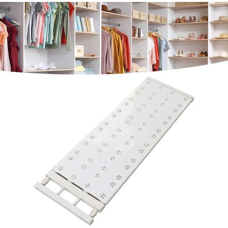 Étagères à plusieurs niveaux pour armoire, séparateurs pour étagère à chaussures, étagères de rangement télescopiques sans clous, longueur des étagères 73-125 cm (1/5)