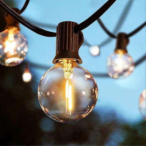 Guirlande Lumineuse Exterieure 7.6 Mtre Guirlande avec 23 Ampoules Guinguette Extrieur Tanche IP44 E12 Base Pour Patio Jardin Extrieur Lumires de Guir