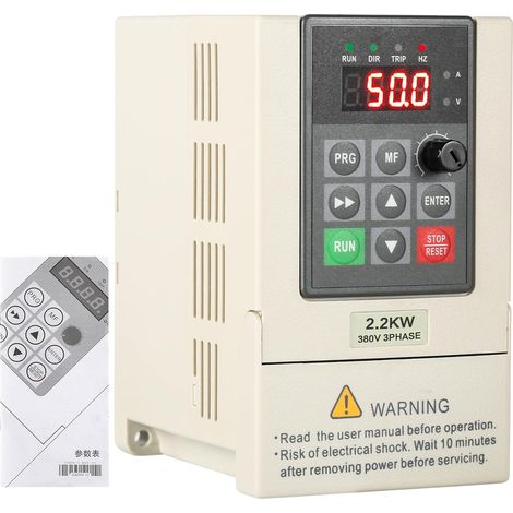 2.2KW Transformer 380V Frequency Inverter 380V VFD Three Phase Input Output 380V Frequency Inverter on CNC Machine Tools Ball Mills etc (with 2M extension cable) (1/5)