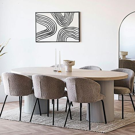 Table à manger ovale placage frêne pieds colonne 220 cm LISBONNE (1/5)