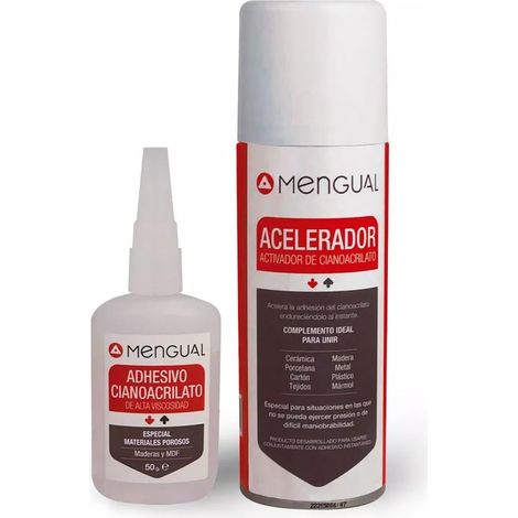 Colle cyanoacrylate transparente 50g + accélérateur – Grand pouvoir collant pour bois dur et teck – Application rapide en chantiers humides – Mengual