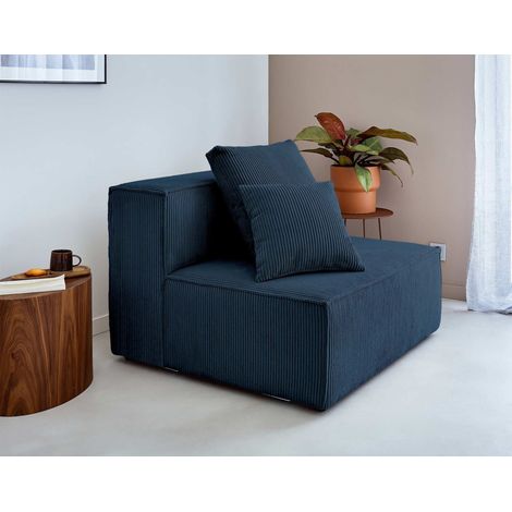 Colombine - module d'assise sans accoudoirs - en velours côtelé - bleu nuit