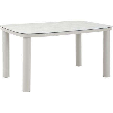 Table de jardin structure en aluminium 6 personnes L150x90cm beige (1/5)