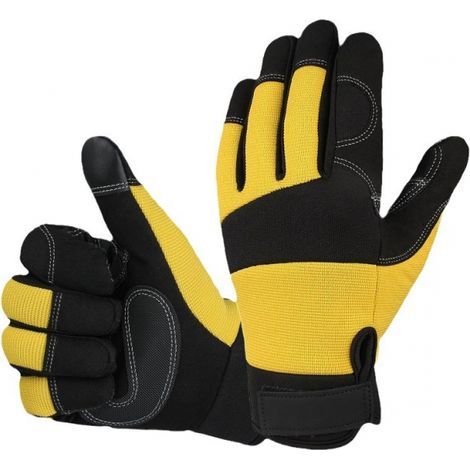 Cyslmuk – Gants de jardinage XL antidérapants – Paume en cuir renforcé – Protection anti-coupure 20 m/s – Poignée velcro élastique (1/5)