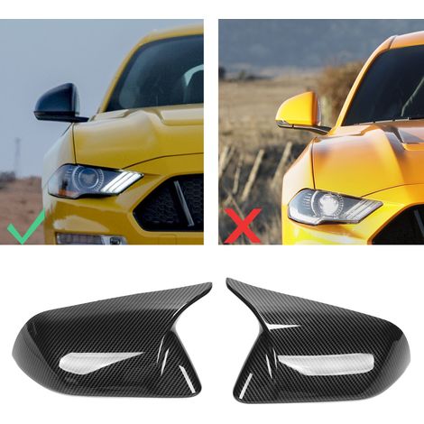Coques de rétroviseurs style klaxon (collantes) pour Ford Mustang 2015-2022, aspect fibre de carbone (une paire, gauche et droite) (1/5)