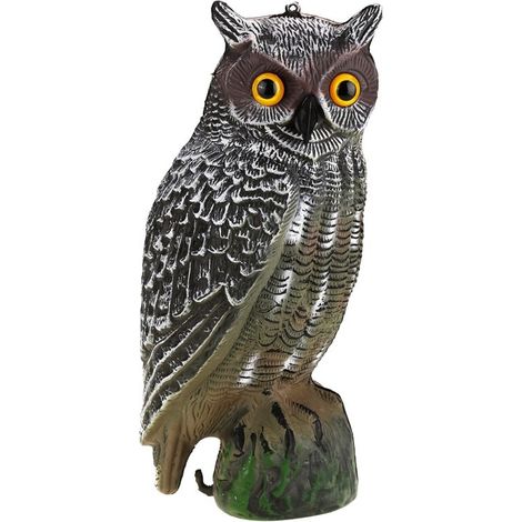 Leurre de chasse à hibou à énergie solaire, répulsif d'oiseaux, dissuasion, lutte antiparasitaire, décor de jardin, les yeux ne brillent pas (1/5)