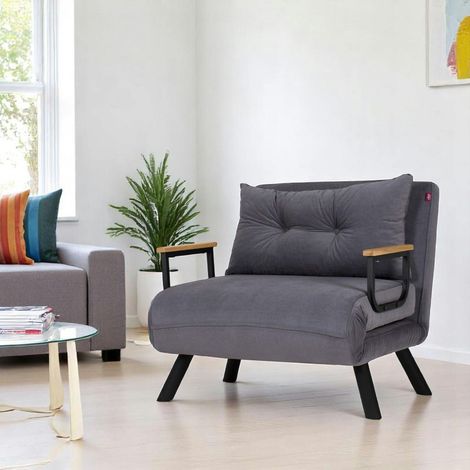 Fauteuil convertible gris - coussin assorti MODI (1/5)