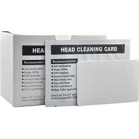 50 cartes de nettoyage pour imprimante de cartes, lecteur de cartes de crédit, terminal de porte pour nettoyage de tête (1/5)