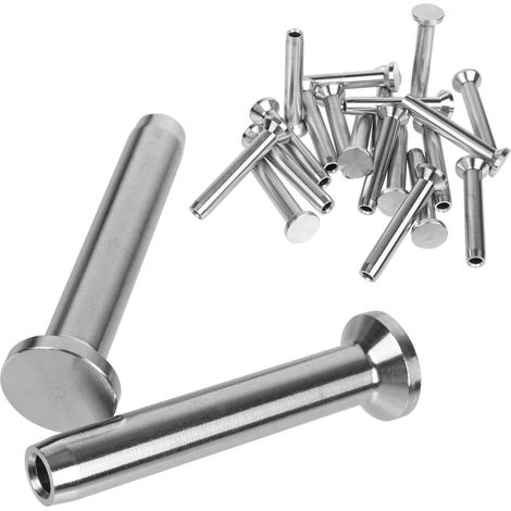 Confezione da 20 tappi terminali a crimpare in acciaio inossidabile 1/8" per ringhiere terrazzi, ferramenta invisibile per pali in legno/metallo, ideale per cavi a sfera