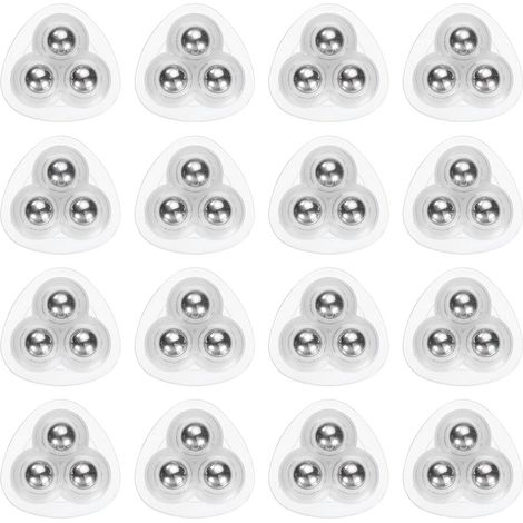 16 roulettes auto-adhésives pivotant à 360°, équipées de 3 roulements à billes. Chaque roulette supporte jusqu'à 5 kg. Convient aux poubelles, boîtes de rangement, etc. Transparent. (1/5)