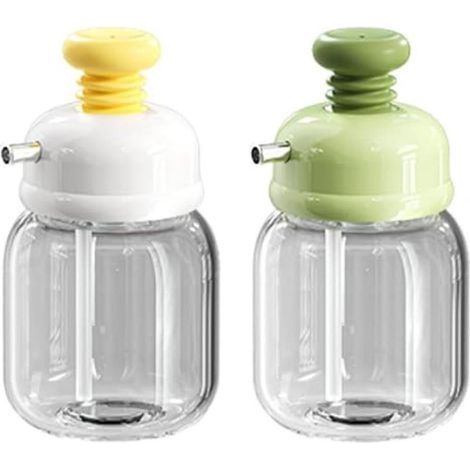 Set di 2 piccole bottiglie in vetro a tenuta stagna per olio e aceto, dispenser ricaricabili, serbatoio in vetro, perfette per cucinare e grigliare, 100 ml (1/5)