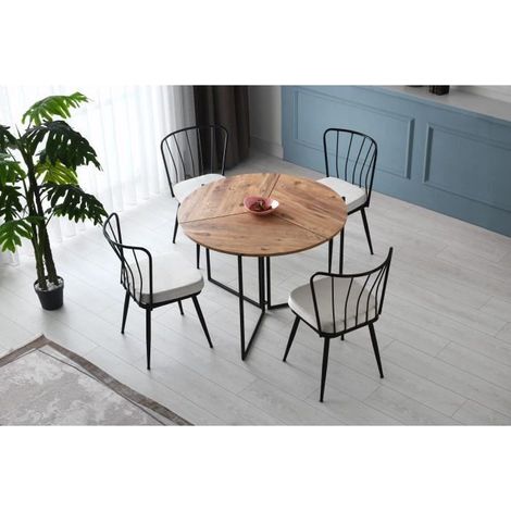 Klappbarer Esstisch - YAPRAK - Atlantik-Kiefer - Rund - 4 Personen - 100 x 100 x 72 cm (1/5)
