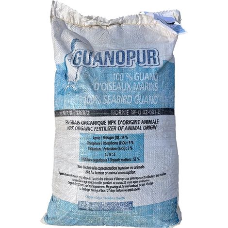 Guano d'oiseaux marins NPK 14-9-2 – Engrais naturel sac 25 kg