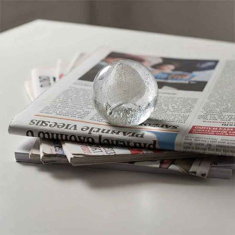 Presse papier bubbel glas Zilver Small 9x9x9cm (1/3)