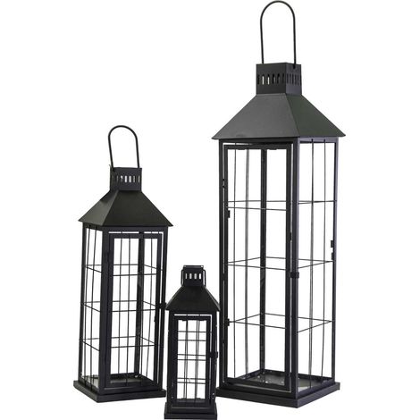 Farol cuadrado metal negro 1-3 cm26x26h87,5 (1/3)