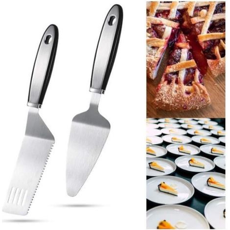 2 Pièces Serveur à gâteau, Acier inoxydable, Dentelé, Ergonomique, Pour tarte pizza pâtisserie (1/4)