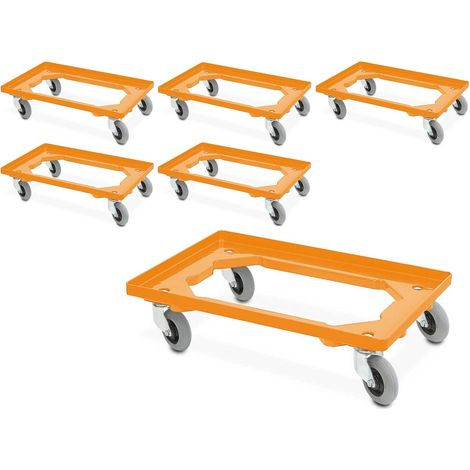 BRB Spar-Set, 6X Transportroller mit Flüsterrollen, für Behälter 600x400 mm oder 2X 400x300 mm (Orange) (1/2)
