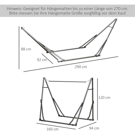 Support de hamac 2 en 1, résistant aux intempéries, séchoir à linge, 290 cm x 92 cm x 88 cm, noir (1/5)