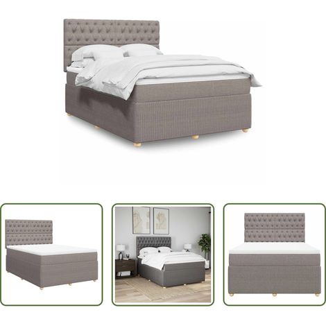 vidaXL Taschenfederkern - Boxspringbett mit Matratze Taupe 160x200 cm Stoff (1/5)