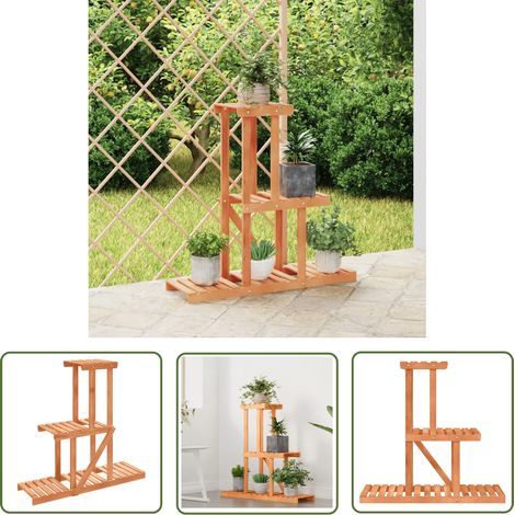 The Living Store Support à fleurs 81x25x75,5 cm bois massif de sapin - Support Mural Plante - Rangement Plantes - Étagères Murales - Jardinière Murale - Déco Intérieur (1/5)