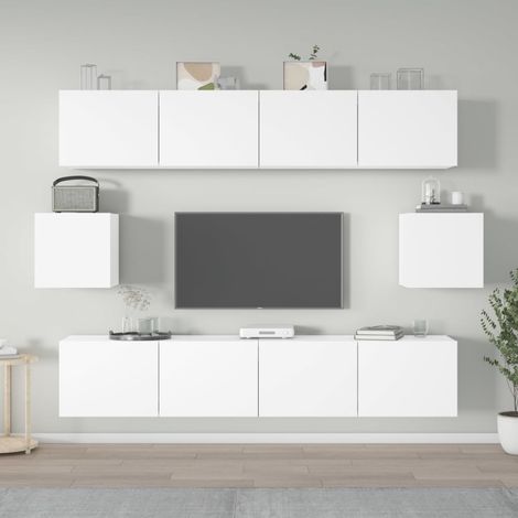 vidaXL Set di Mobili Porta TV 6 pz Bianco in Legno Multistrato (1/6)