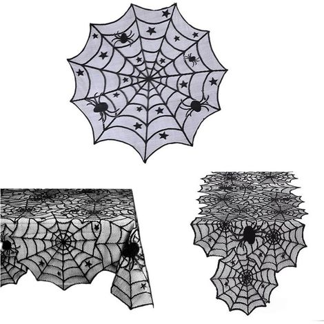 Nappe à motif fantôme - Chemin de table - Décorations d'Halloween pour bureau, cheminées, fêtes de fin d'année, linge de table d'Halloween (1/5)