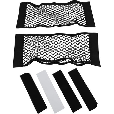 Lot de 2 sacs de rangement pour coffre de voiture avec ruban adhésif, tissu Oxford élastique pour camping-car, 60 x 25 cm, porte-bagages en maille noire (1/5)