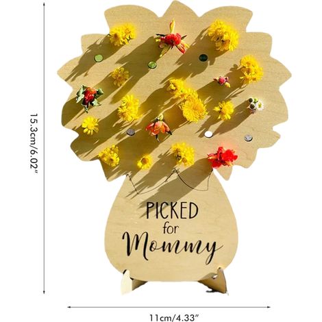 Plateau en bois à monter soi-même pour la fête des mères, support pour bouquet de fleurs, cadeau pour maman (fleurs non incluses). (1/5)