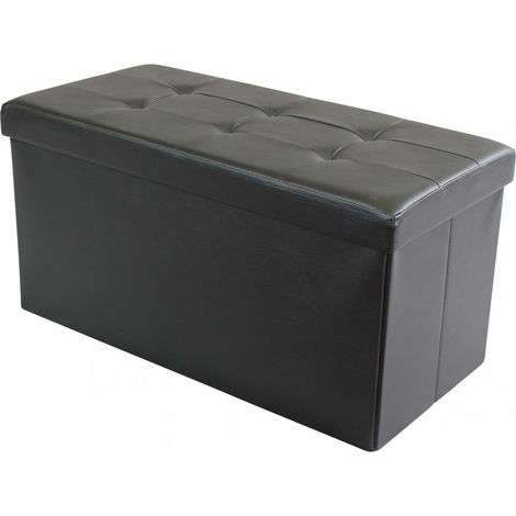 Pouf Contenitore Rettangolare In Ecopelle Nero (1/4)