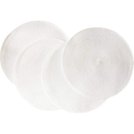 Lot de 4 sets de table ronds en plastique polypropylène tressé blanc'Blanc'Blanc'- (1/2)