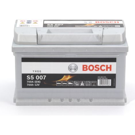 Bosch – Batterie de démarrage voiture 12V 74Ah 750A – Technologie classique CA/CA – Polarité + à droite – Non compatible Start-Stop (1/4)