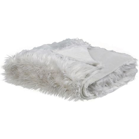 Manta de acrílico gris claro 200 x 220 cm poliéster pelo largo dormitorio Delice