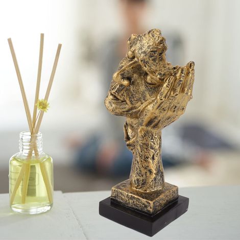 Escultura decorativa vintage hecha de resina francesa, abstracta, 1228 g, resina ecológica, 12,5 x 11,5 x 32 cm, estatua de pensamiento para sala de estar, biblioteca u oficina. (1/5)