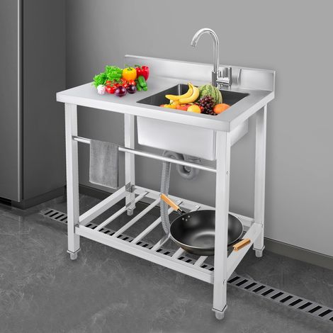 Fregadero de cocina Fregadero de cocina individual Fregadero de acero inoxidable para restaurante comercial (1/5)