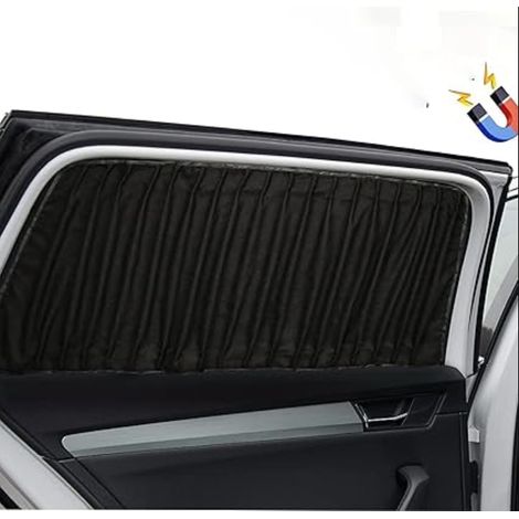 Pare Soleil Rideau Voiture Arriere - Rideaux rétractables avec Protection pour Bloquer la lumière du Soleil, Pare-soleils Vitres Latérales Auto en Daim épais, Noir (1/5)