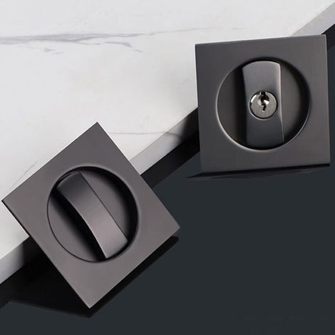 (6.6×6.6×4cm)Serrure à bouton Catch Lock, serrure de porte coulissante carrée intégrée avec clé (1/4)