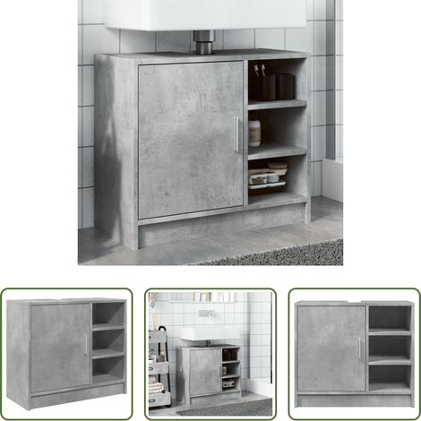vidaXL Armoire en bois d'ingénierie -  Armoire d'évier gris béton 63x29x55 cm bois d'ingénierie (1/5)
