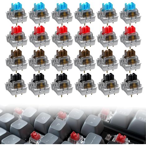 24 interruptores mecánicos Cherry de 3 pines de la serie MX RGB, repuesto para teclado mecánico para juegos MX RGB (azul, rojo, marrón) (1/5)