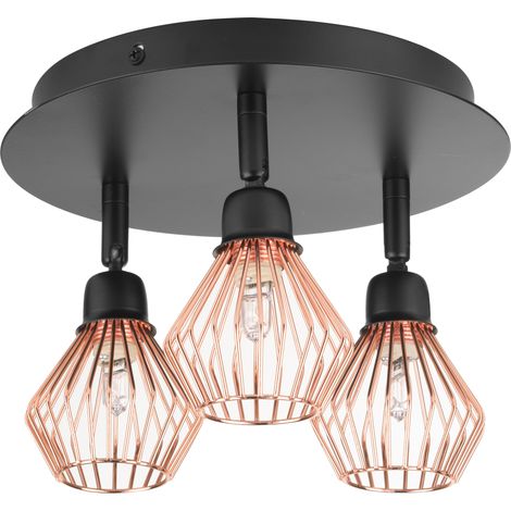 Aplique de pared 3 luces de metal negro ajustable industrial Volga M