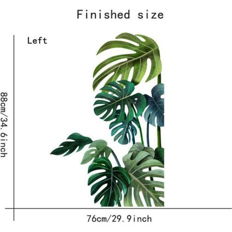 Sticker Mural - Feuilles Tropicales - Décoration Murale pour Salon Chambre Bureau - Lot de 2 Pièces (1/4)