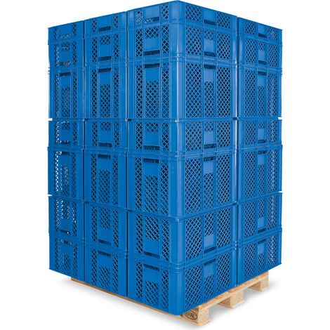 BRB 78 Stück Stapelkörbe/Bäckerkästen in 5 Größen, Grundmaß LxB 600x400 mm, H 90 mm, 150 mm, 240 mm, 320 mm, 410 mm (blau)