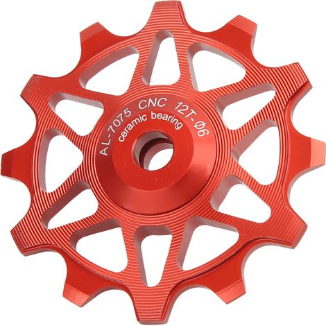 MEROCA Poulie de Dérailleur Vélo 12 Dents en Aluminium Roulement Scellé pour VTT et Route Rouge (1/5)