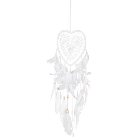 Attrape-rêves en macramé, forme de cœur ajouré, tricoté à la main, avec lumière intégrée, pour la maison, la fenêtre ou la voiture. Décoration murale/murale. (1/5)