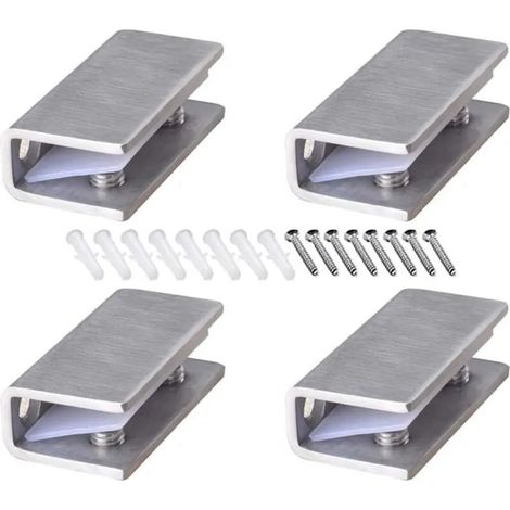 Pince à Verre en Acier Inoxydable 4 Pièces Support D'étagère en Verre Réglable Pince à verre Rectangulaire de 812 mm d'Épaisseur P (1/5)