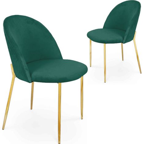 Lot de 2 chaises design en velours vert ARABEL (1/5)