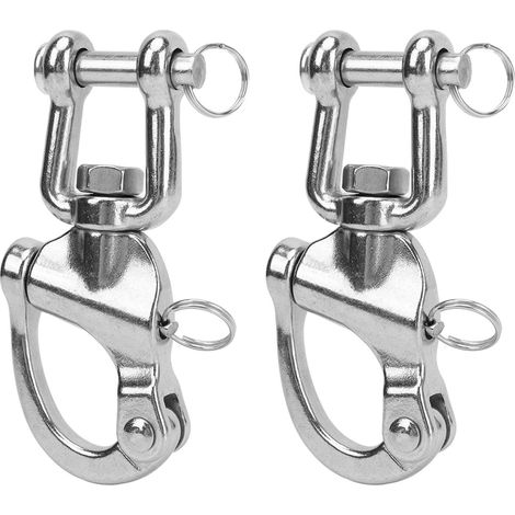 Set mit 2 Karabinerhaken, hochfester Edelstahl 316, Schnellverschluss, universell, für Segelboot-Takelage, 128 mm (1/5)