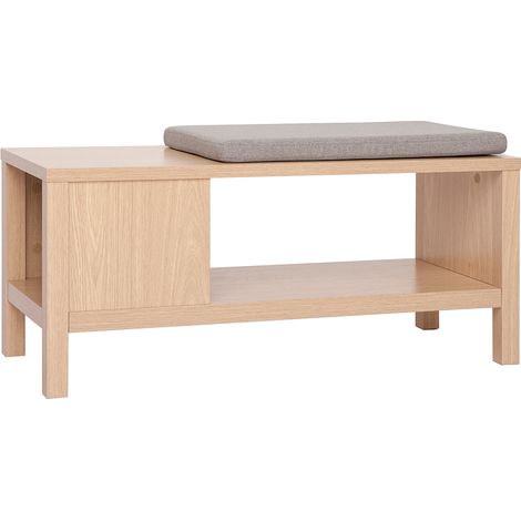 Panca da ingresso finitura rovere con cuscino e nicchia aperta L100 cm GUMBY