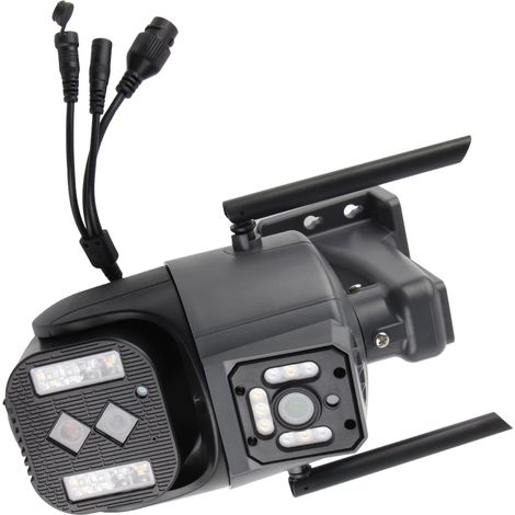 Caméra de surveillance extérieure intelligente 4 MP sans fil avec trois objectifs, surveillance à distance, zoom automatique et suivi de mouvement, prise américaine AC100-240 V (1/5)