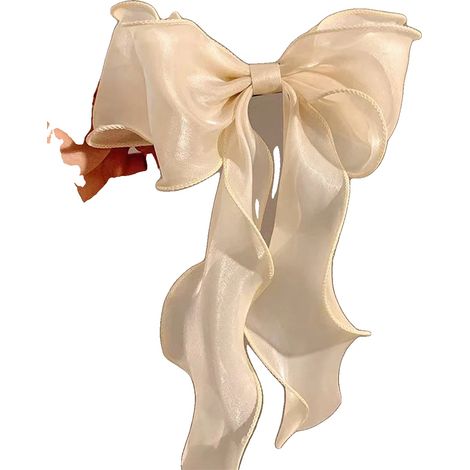 Fermaglio per capelli, elegante design con nastro, versatile per tutte le stagioni, color champagne. (1/3)
